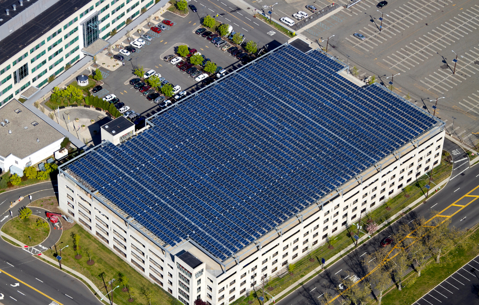 solar panels on the rooftop of a building